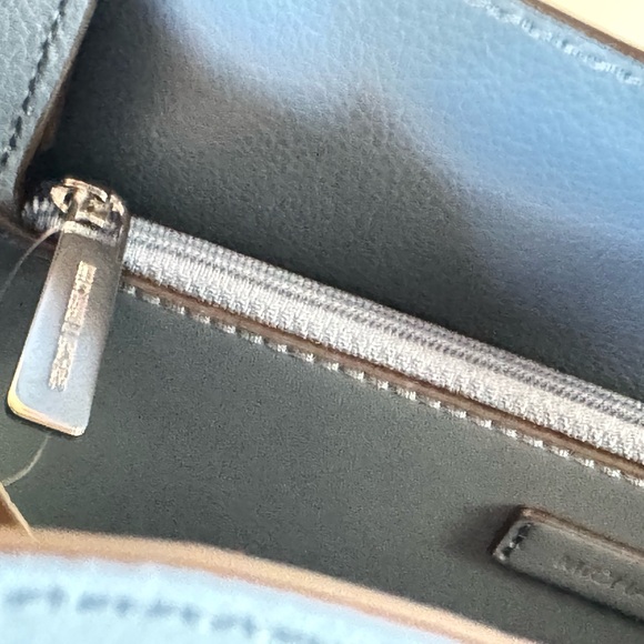 Michael Kors Reed Large Belted Shoulder Tote Leather Bag Denim Exotic Accents - Picture 12 of 15